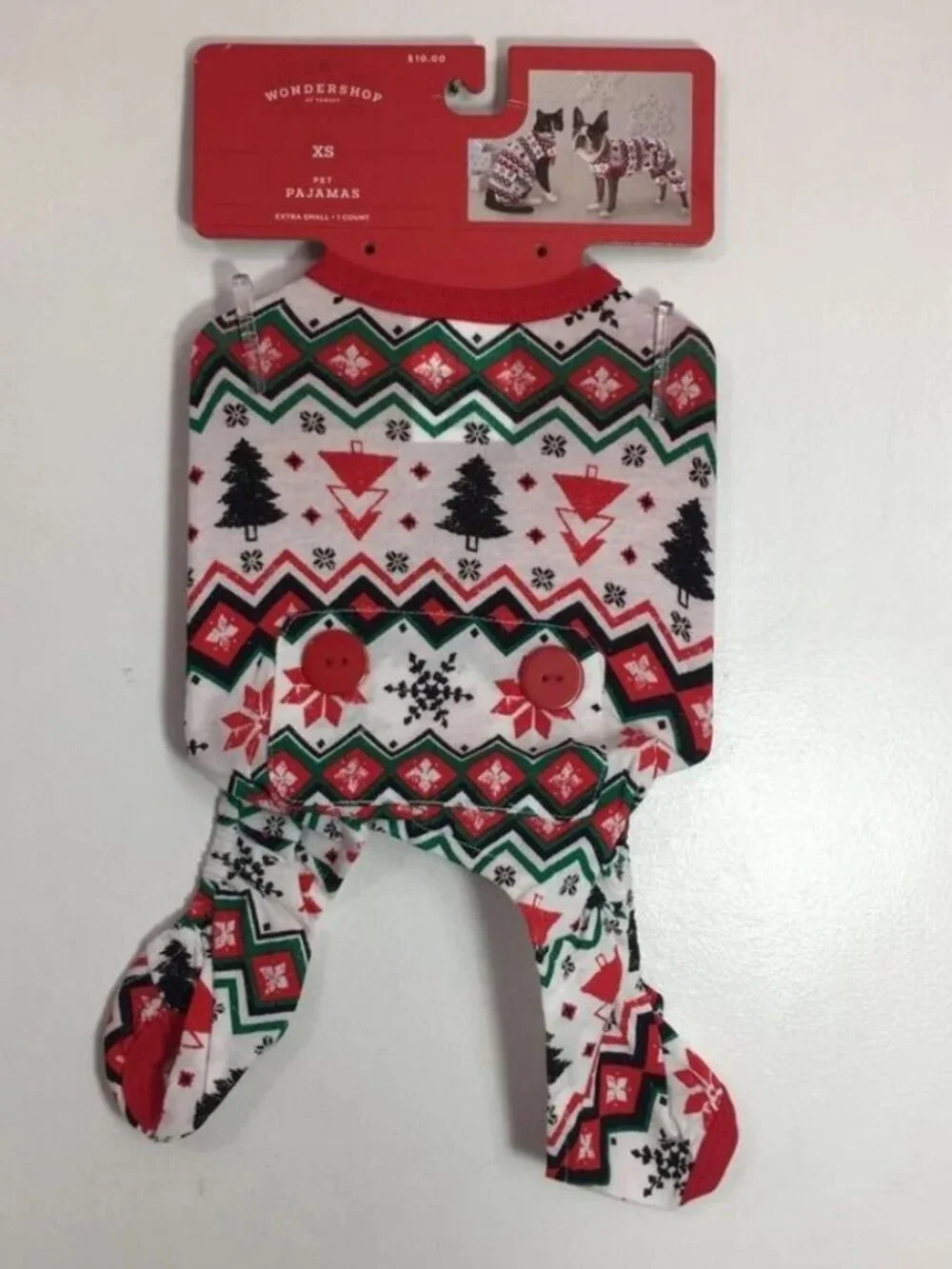 dog cat Pet Pajamas Size XS jumpsuit Red Green White Christmas Holiday